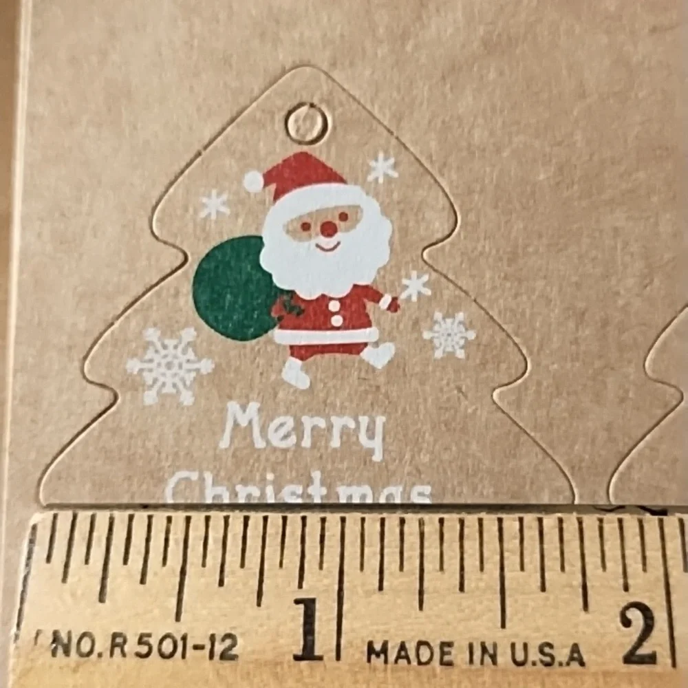 Christmas Tree Gift Tags 120 Count Brown Craft Paper Ribbon Twine Red Green